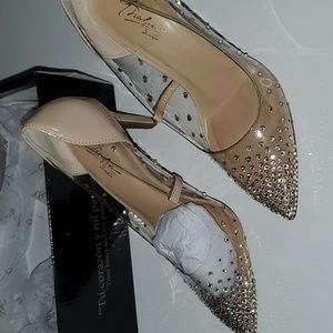 Thalia Sodi  clear pumps with rhinestones